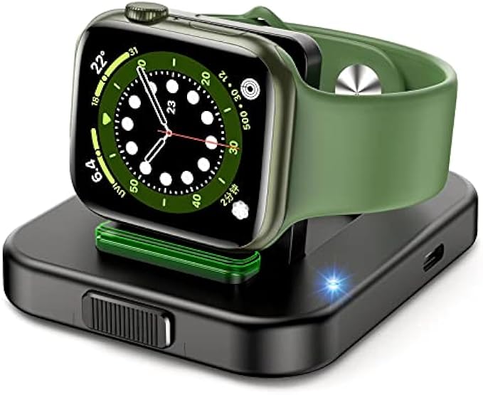 Bifrost Portable Watch Charger Stand - Wireless Magnetic Charging Station with Charging Cable,Compatible with iWatch Series SE 8 7 6 5 4 3 2(38/40/42/44mm)-Black