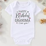 Azzwnee Happy Birthday Grandma Newborn Baby Boy'S Clothing Outfit Infant Funny grandmas boy Baby Clothes White 0-3 months