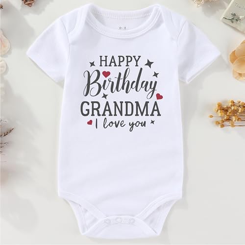 Azzwnee Happy Birthday Grandma Newborn Baby Boy'S Clothing Outfit Infant Funny grandmas boy Baby Clothes White 0-3 months