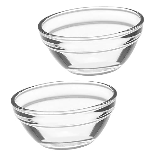 FUNNETOYU 2Pcs Transparent Glass Bowls for Pudding Jelly and Desserts Stackable Food Serving Containers for Appetizers and Snacks for Housewarming