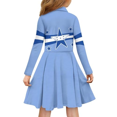 Fall Girls Dresses Long Sleeve Polo Shirt Lapel Collar A-Line Sundress for Daily School2