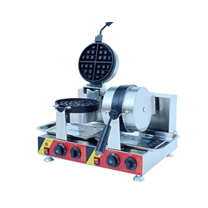 MXBAOHENG Kommerziell Rotary Waffelmaschine Antihaft Zwei Köpfe Waffelautomat Elektrisch Waffeleisen CE-Zertifizierung – Bild 3