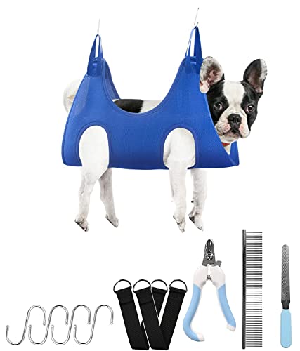 Ellxen Hamaca para el cuidado de perros y gatos juego de accesorios de baño,bolsa de retención para perros y gatos,para el cuidado de las mascotas, cortaúñas de mascotas,peine para el pelo,gancho,S Cover