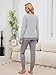 Breampot Schlafanzug Damen Lang Pyjamas Baumwolle Rundhals Nachtwäsche Set Winter Freizeitanzug Schlafanzüge mit Bündchen (Grau, Small)