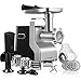 5-IN-1 Tritacarne Elettrico, Tritacarne per carne Professionale con 3 Piastre di Macinazione in Acciaio Inox, (500W, 2500W di Potenza di Blocco) Macchina Salsiccia, Grattugia, Passapomodoro