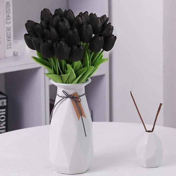 Tulipanes artificiales negros: 20 ramos para decoración moderna 2