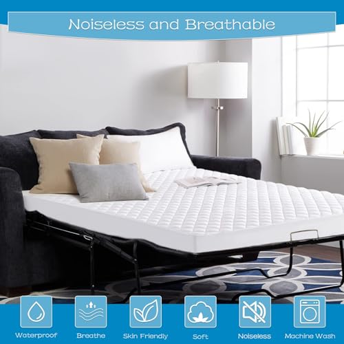 GRT Waterproof Sofa Bed Mattress Pad - 100% Waterproof Full Sleeper Sofa Mattress Protector Quilted, Breathable Noiseless Sofa Mattress Topper Cover, Full 54x72, White by GRT - Image 3