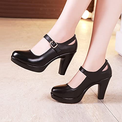 Women Platform Chunky High Heel Mary Janes Fashion Ankle Strap Dress Shoes Comfort Closed Toe Pumps4