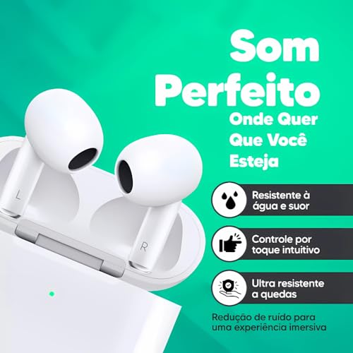 Fone De Ouvido Bluetooth 5.3 Sem Fio Compatível i.P.h.o.n.e e A.n.d.r.o.i.d Com Microfone e Cancelam