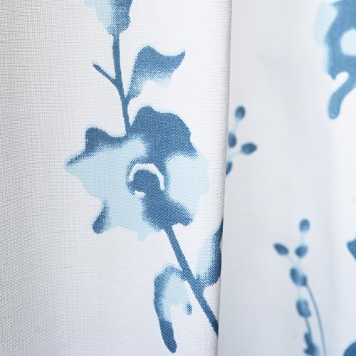 Image of Tranquebar Curtain Co. Window Curtains 5 Feet, 60-65% Room Darkening, Blue Floral Print, Cotton Curtains for Window, Cotton Curtains 5 Feet Long Set of 2, BackTab Loops, Zahra (152 cm) - Set of 2