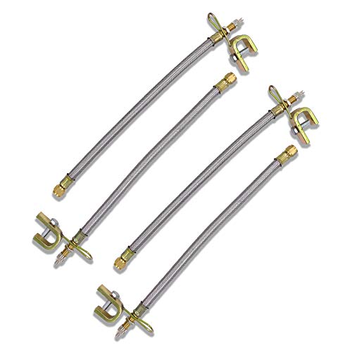 Image of CKAuto 4 pcs 12 inch /300mm Metal Valve Stem Extenders | Universal Valve Stem Extensions Made of EPDM Rubber, fit for Heavy Vehicles, Silver
