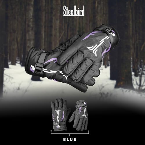 Image of Steelbird Full Finger Winter Gloves with Fur Inside - Warm, Windproof, Waterproof, Scratch Proof, Unisex Design for Men and Women, Ideal for Cold Weather