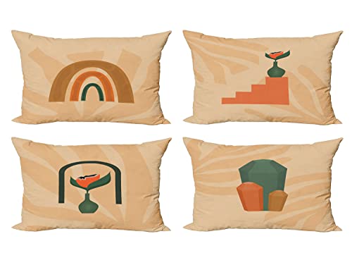 Ambesonne Modern Throw Pillow Cushion Case Pack of 4, Bohemian