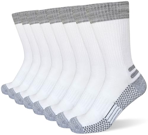 suaskk Mens Crew Work Boot Socks Thick Cushioned Moisture Wicking 3/4 Pairs