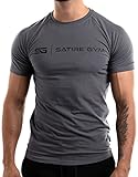 Satire Gym - Fitness Slim Fit T-Shirt aus Baumwolle Herren/Eng sitzende & schnell trocknende Sportbekleidung für Männer – Herren Sport Shirt als Fitness Shirt & Gym Shirt (Anthrazit, M)