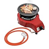 Hornillo de camping de gas, 35,5 × 24,5 × 11,5 cm, 2750 Pa, capacidad de cocción versátil, estufa de gas portátil con manguera y reductor de presión, horno de gas portátil para camping, para sartenes