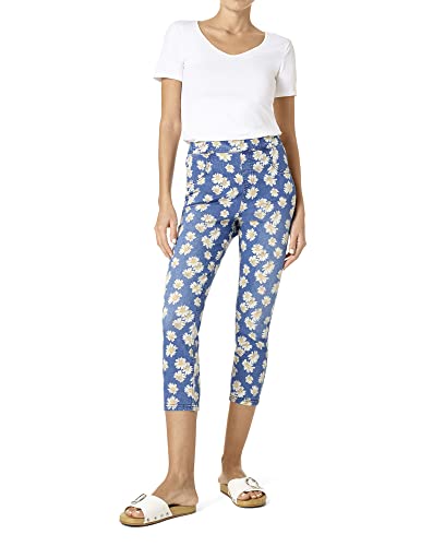 HUE Women's Ultra Soft Denim Capri Leggings – Medium Wash Daisy