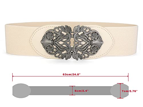 Allegra K Elastic Wide Waist Belts for Women Metal Buckle Stretchy Belts3