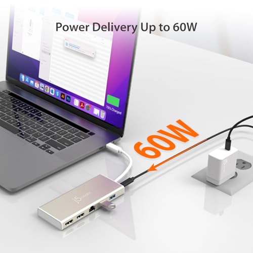 Hub USB-C Dual HDMI j5create JCD381 Station Type C Ethernet PD - 3