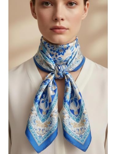Image of Printed Poly Silken feel Scarf Stole for Women | Stylish, Soft, & Lightweight | Satin Feel Neck Scarf, Hair Scarf, Head Scarf for Women