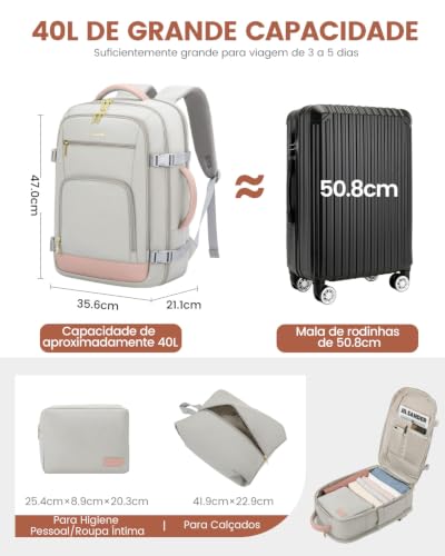 Image of LOVEVOOK 40L Carry On Travel Backpack for Women Men Flight Approved