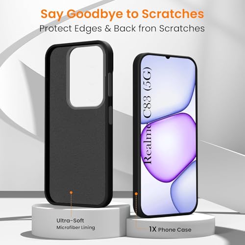 Image of Jkobi Rubberised Back Cover Case for Realme C83 5G (Textured Grip Design | Micro-Fiber Cloth Inside | Slim and Light Weight | Soft Touch and Feel)