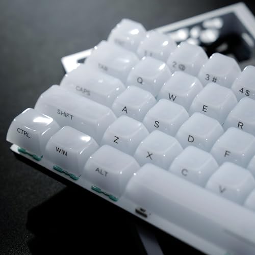 Womier Keyboard Keycaps Jelly - Ceramic Keycaps Style, Clear White Key Cap, Transparent Side Printed...