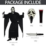 Aleshime Scream Ghost Face Costumes Kids Halloween Screaming Ghost Face Costumes Boys Halloween Horror Film Living Dead Fancy Dress Outfit - Image 6