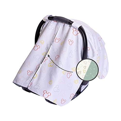 Image of Disney Baby by J.L. Childress Infant Car Seat Canopy - Baby Car Seat Cover for Shade from Sun, Breathable Fabric, Machine Washable, Reversible Design, Universal Fit - Multicolor Mickey Mouse