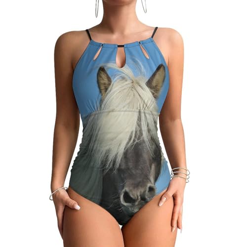 Maillot de bain une pièce femme cheval swimsuit monokini beachwear gainant