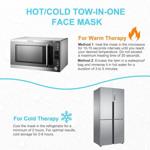 Image of JUDEE Reusable Gel Beads Face Mask - Hot & Cold Therapy Pillow for Face and Eyes - Soft, Adjustable, and Comfortable Relaxation Mask (Blue)