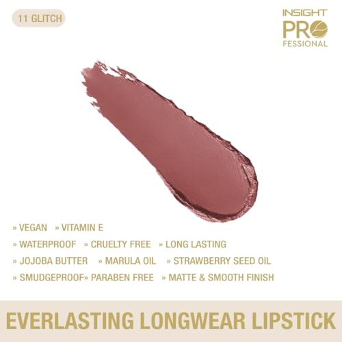Image of INSIGHT Professional Everlasting Longwear Lipstick | Velvety Smooth Finish | Highly Pigmented | Transferproof,Waterproof,Smudgeproof | Infused with Vit E & Marula Oil - (Glitch) 2.5gm