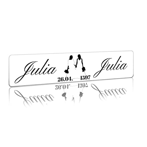 Finest Folia Matrícula de Boda Personalizada – Pegatina o Cartel para Coche con Nombre de los Novios y Fecha – decoración de Coche de Boda con diseño Propio (07 Novia y Novia, Inserto de plástico)