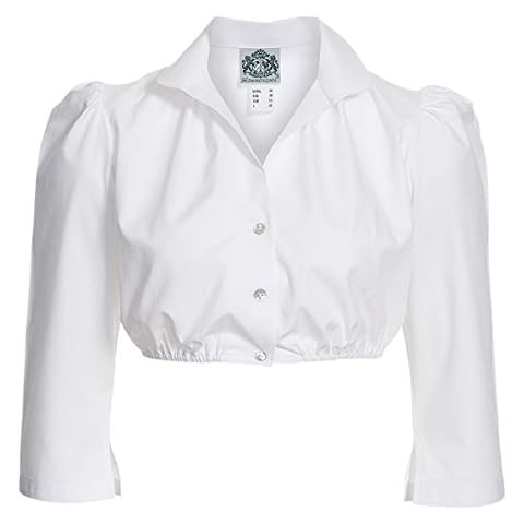Hammerschmid Damen Trachten-Mode Dirndlbluse Andrea in Weiß traditionell, Größe:50, Farbe:Weiß Cover
