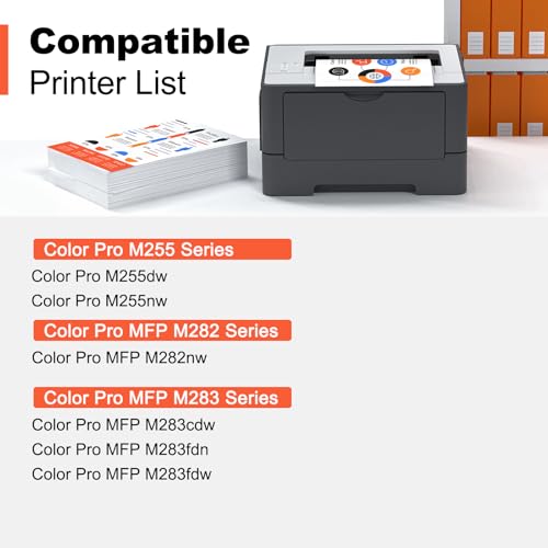 Image of 206X 206A Toner Cartridge 4 Pack High Yield (Upgraded Chip) Compatible Replacement for HP 206X W2110X W2111X W2112X W2113X use with Color Pro M255dw MFP M283fdw M283cdw M282nw Pirnter