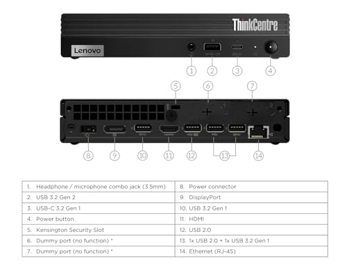 Image of Lenovo ThinkCentre Business Mini Desktop, Intel Core Processor(Up to 4.3Ghz), 16GB RAM, 256GB SSD, Display Port, HDMI, USB Type-C, RJ-45, Wi-Fi 6, Windows 11 Pro, Black