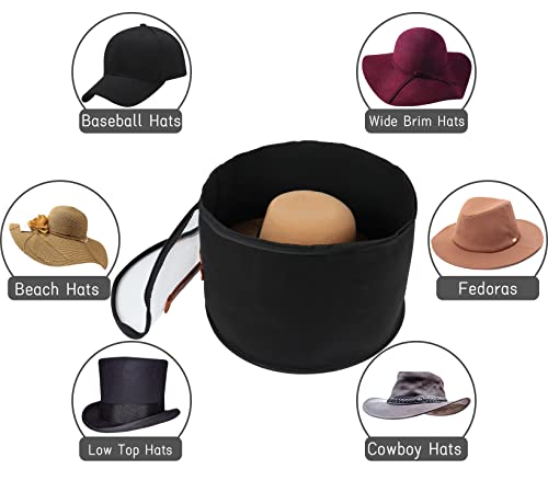 Goklmn Foldable Round Hat Storage Box With Lid,Large Hat Box Travel, Decorative Closet Organizer For Women And Men, Can Store Various Types Of Hats, 15.7X11 Inch,Black #TOP4