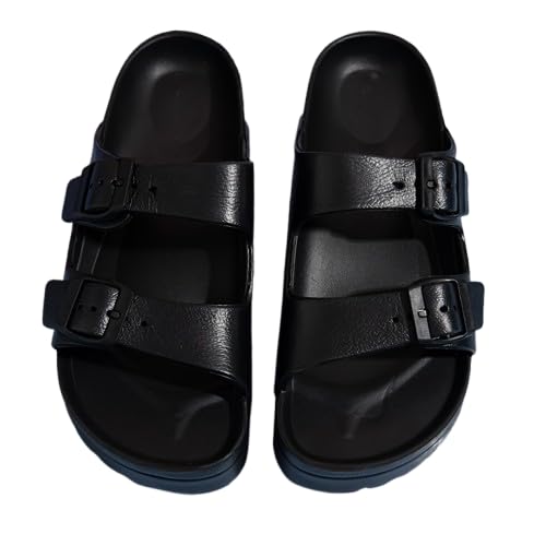 Women's Thick Bottom Heightened Slippers,Adjustable Buckle Solid Color Comfortable Beach Shoes,Buckle Decoration Buckle Strap Fashion Slippers,Casual Flat Sandals,EVA Outdoor Sandals