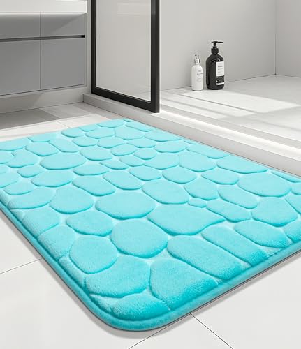 YIHOUSE Memory Foam Bath Mat Cobblestone Bathroom Rugs Super Water Absorbent Bath Mats for Bathroom Machine Washable Bath Rugs(17 x 24,Teal) - image 9