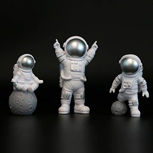 3Pcs Astronaut Figurines Cake Topper, Miniature Astronaut Toys Ornament Home Arts And Crafts Desktop Accessories Tabletop Decoration, White #TOP4