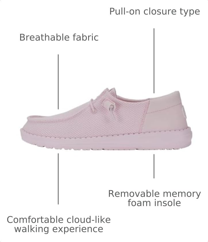 Image of HEYDUDE Women's Wendy Funk Mono Slip On Shoe, Light Pink Size 12 | Stretch Knit Upper, Cushioned Foam Insole, Ultralight Casual Loafer