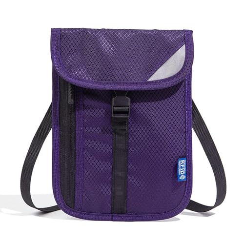 Tcdwla Portadocumentos Viaje de Cuello, Cartera Niño Monedero con Bloqueo RFID, Porta Pasaporte, Bolso para Movil Mujer, Bolso de Viaje Portátil, Puede Tarjeta de Crédito, Fotos (Púrpura)