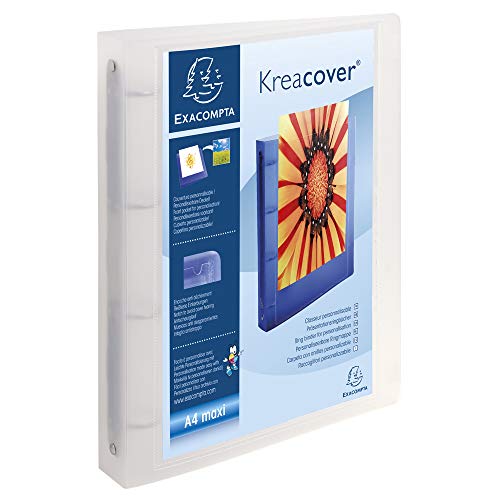 Exacompta 51869E Ringbuch KreaCover aus transluzentem Kunststoff für DIN A4, 4-O Ring Mechanik 30 mm, Rücken 40 mm, 1 Stück Zufallsfarbe ideal für Schule und Büro Ringhefter Ringordner Ringbuchordner
