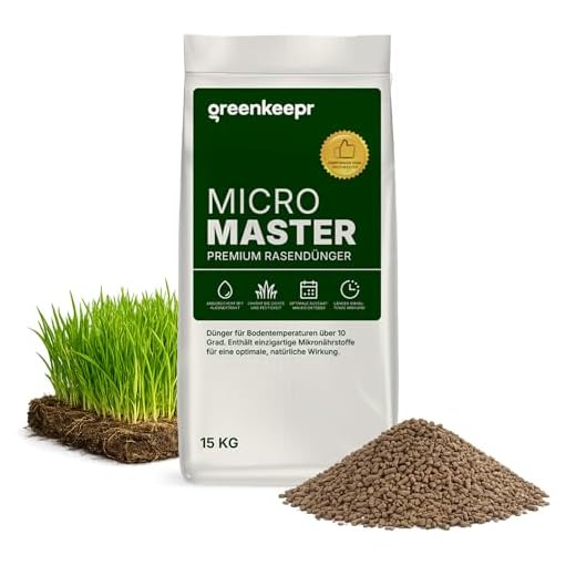 Greenkeepr MicroMaster Premium 15kg Rasendünger mit Langzeitwirkung bis zu 4 Monate | Rasendünger Frühjahr für 400-500 m² | NPK 16‑2‑7 Granulat für kräftiges, gesundes Grün