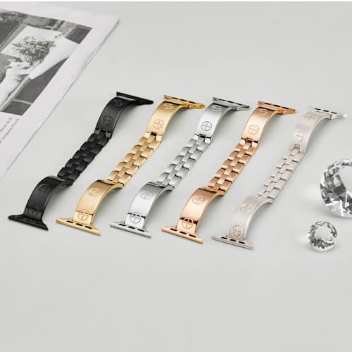 Image of Missair Compatible with Apple Watch Band 38mm 40mm 41mm 42mm 44mm 45mm 46mm 49mm, Stainless Steel Metal Strap Women Dressy Bracelet Wristband for iWatch Series 11 10 9 8 7 6 5 4 3 2 1 SE Ultra