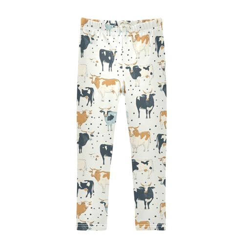 Wusikd Cows Polka Girls' Leggings Toddler Doodles Funny Kids Yoga Pants Dance Active Tights 4T