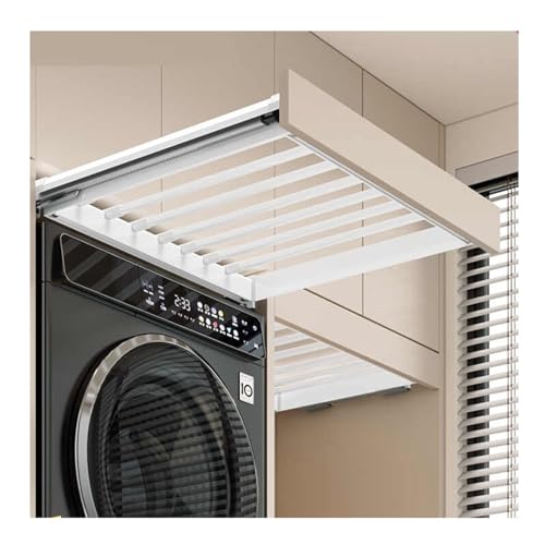 Pull-out Trouser Hanger Washer Dryer Stacking Kit - Extendable Drying Rack for Space Saving Above Washing Machine, Multi-Functional Drawer Solution