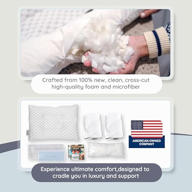 Lussi & Company Toddler Pillow 2 Year Old-13x19 Toddler Pillow - Pillow Protector-Toddler Pillows for Sleeping-Kids Pillow-Travel Pillows-Ergonomic Pillows for Kids-Patent Pending (White)