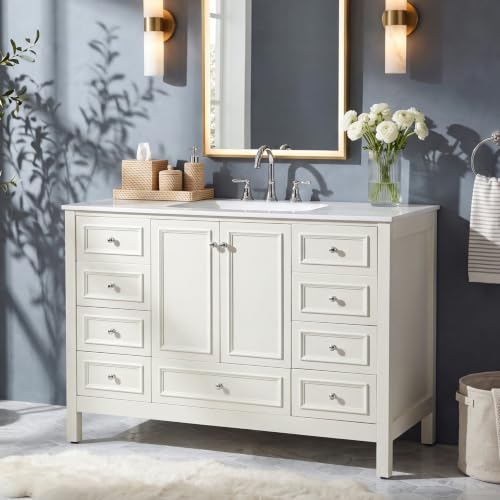 Image of Tribesigns 48 inch Modern Bathroom Vanity Cabinet with Acrylic Basin Combo