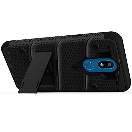 Zizo Bolt Series Lg K40 Case | Military-Grade Drop Protection W/ Kickstand Bundle Includes Belt Clip Holster Lg Harmony 3 Black #TOP4